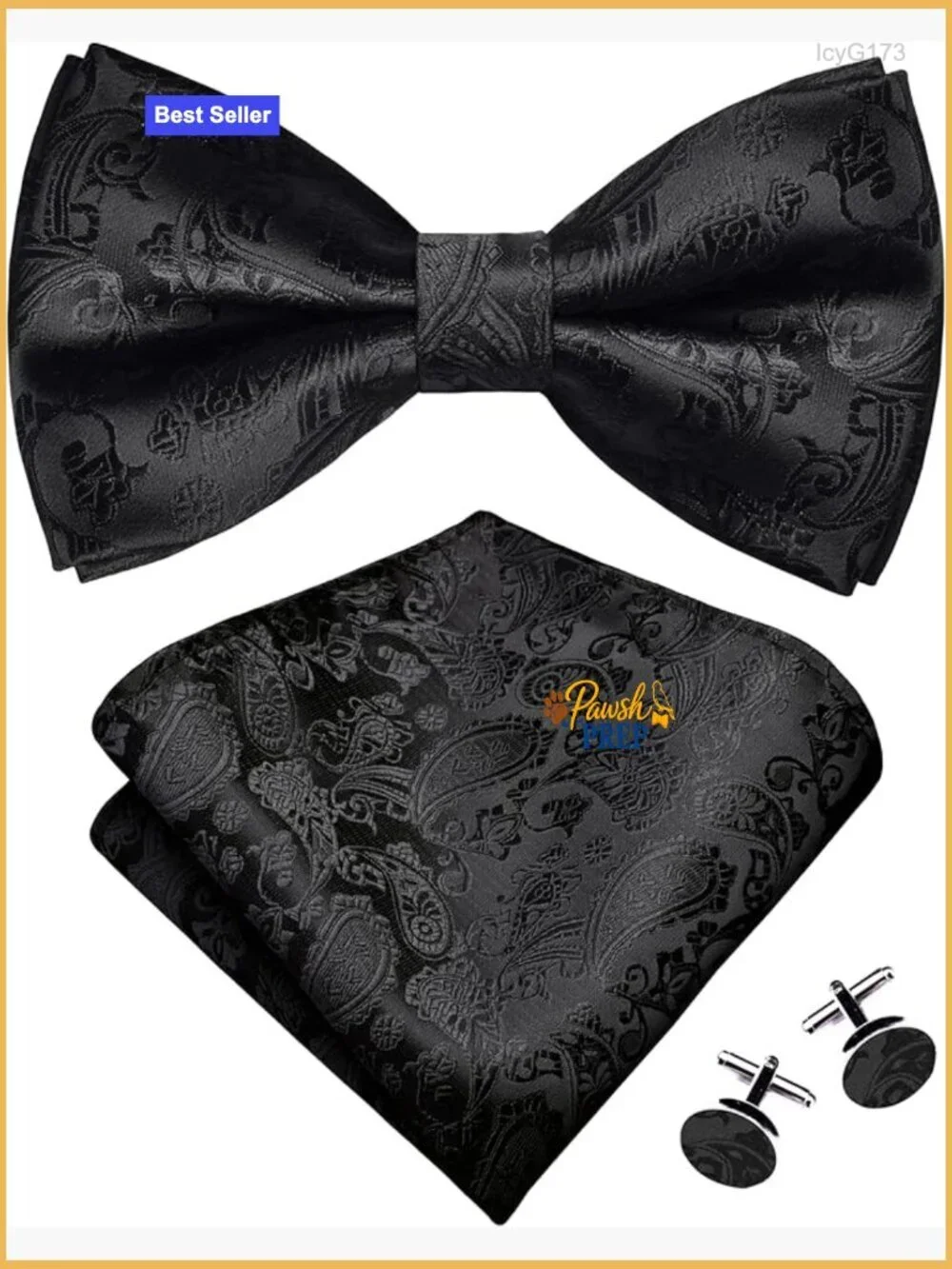 Paisley Jacquard Bow Tie Set with Pocket Square and Cufflinks